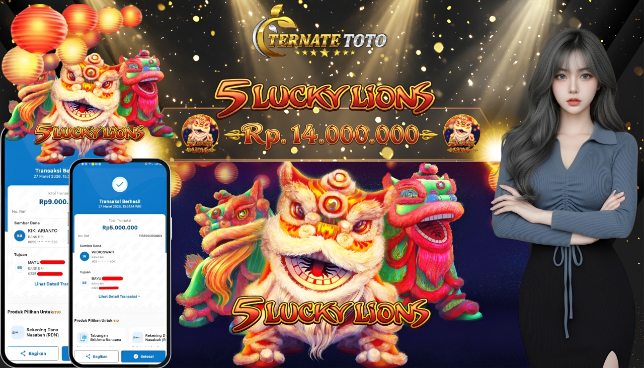 TERNATETOTO - JACKPOT 5 LUCKY LIONS Rp. 14,000,000,-